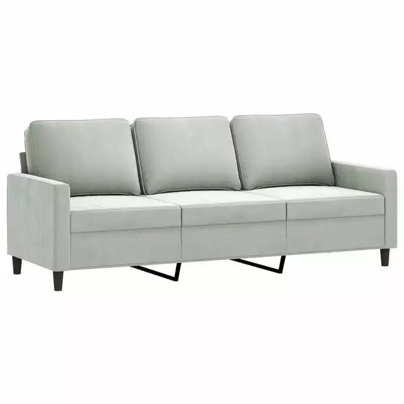 vidaXL 3-Seater Velvet Sofa - Light Gray Modern Couch with Comfortable Padding and Stable Metal Frame for Living Room or Lounge Area