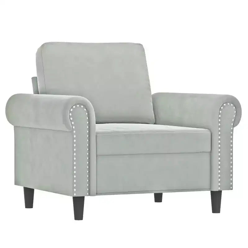 Ensemble de canapés 3 pièces en velours gris clair, 6 places