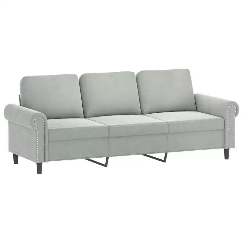 Ensemble de canapés 3 pièces en velours gris clair, 6 places