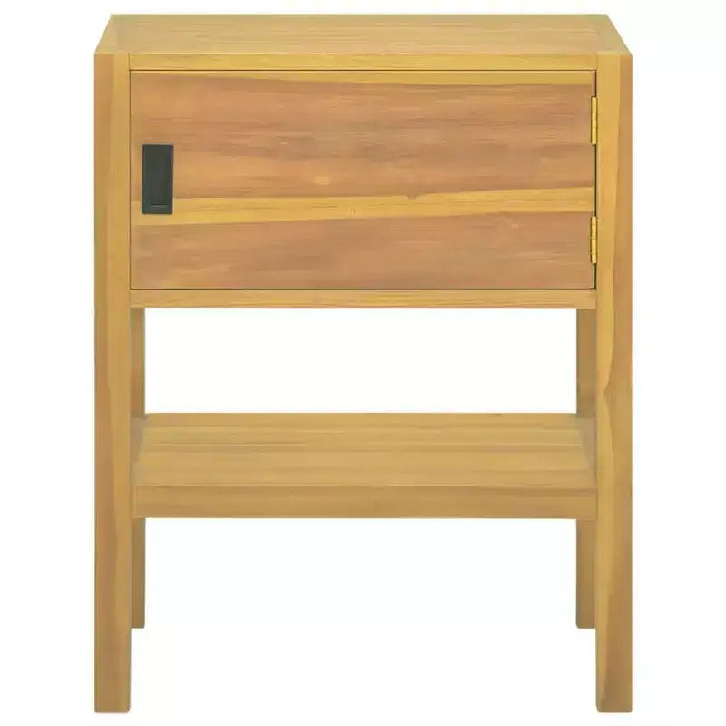 Meuble de salle de bain en teck avec porte et étagère, 1 personne, marron naturel