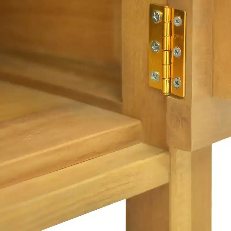 Meuble de salle de bain en teck avec porte et étagère, 1 personne, marron naturel
