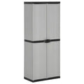 vidaXL Outdoor Garden Storage Cabinet - Compact Gray&Black PVC Design with 3 Shelves and Lockable Doors - 26.8x15.7x66.1