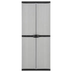 Armoire de rangement extérieure en PVC gris et noir, 2 portes, 1 personne