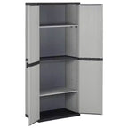 Armoire de rangement extérieure en PVC gris et noir, 2 portes, 1 personne