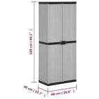 Armoire de rangement extérieure en PVC gris et noir, 2 portes, 1 personne