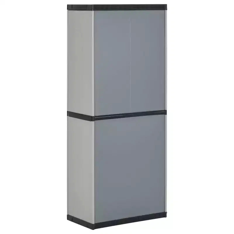 Armoire de rangement extérieure en PVC gris et noir, 2 portes, 1 personne