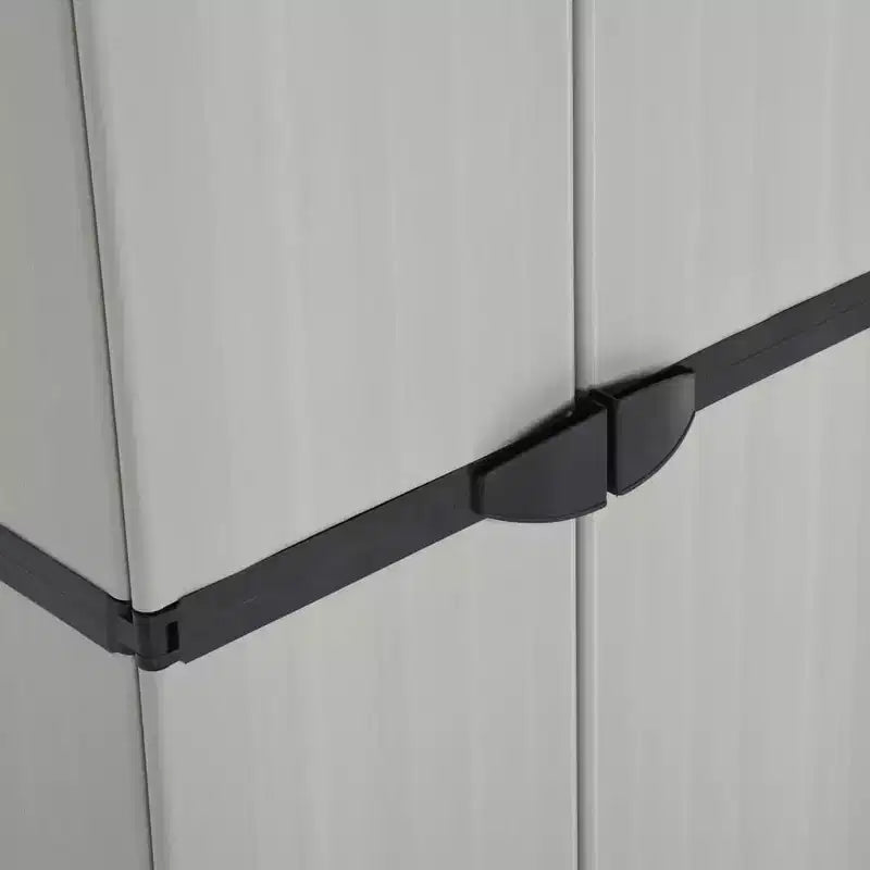 Armoire de rangement extérieure en PVC gris et noir, 2 portes, 1 personne