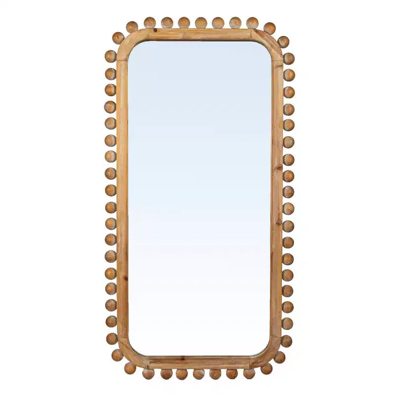 Miroir mural rectangulaire en bois de sapin naturel, style bohème, simple
