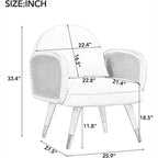 Chaise de salle à manger tapissée jaune avec accoudoirs en rotin, lot de 2
