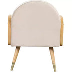 Chaise de salle à manger tapissée jaune avec accoudoirs en rotin, lot de 2