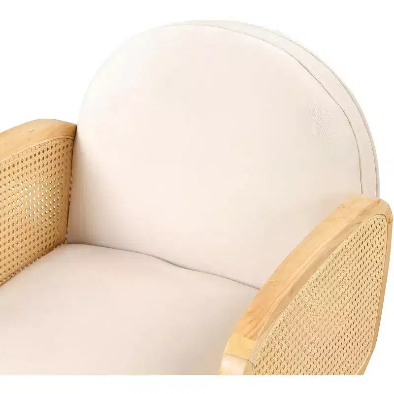 Chaise de salle à manger tapissée jaune avec accoudoirs en rotin, lot de 2