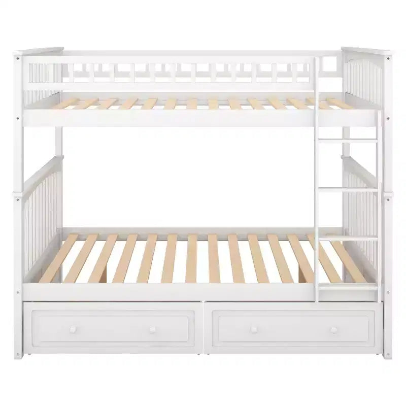 Lit superposé double en bois avec tiroirs et barrière de sécurité, marron naturel, 1-2 personnes