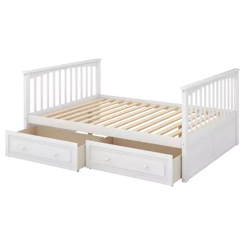 Lit superposé double en bois avec tiroirs et barrière de sécurité, marron naturel, 1-2 personnes
