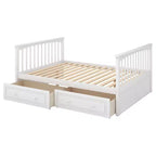 Lit superposé double en bois avec tiroirs et barrière de sécurité, marron naturel, 1-2 personnes