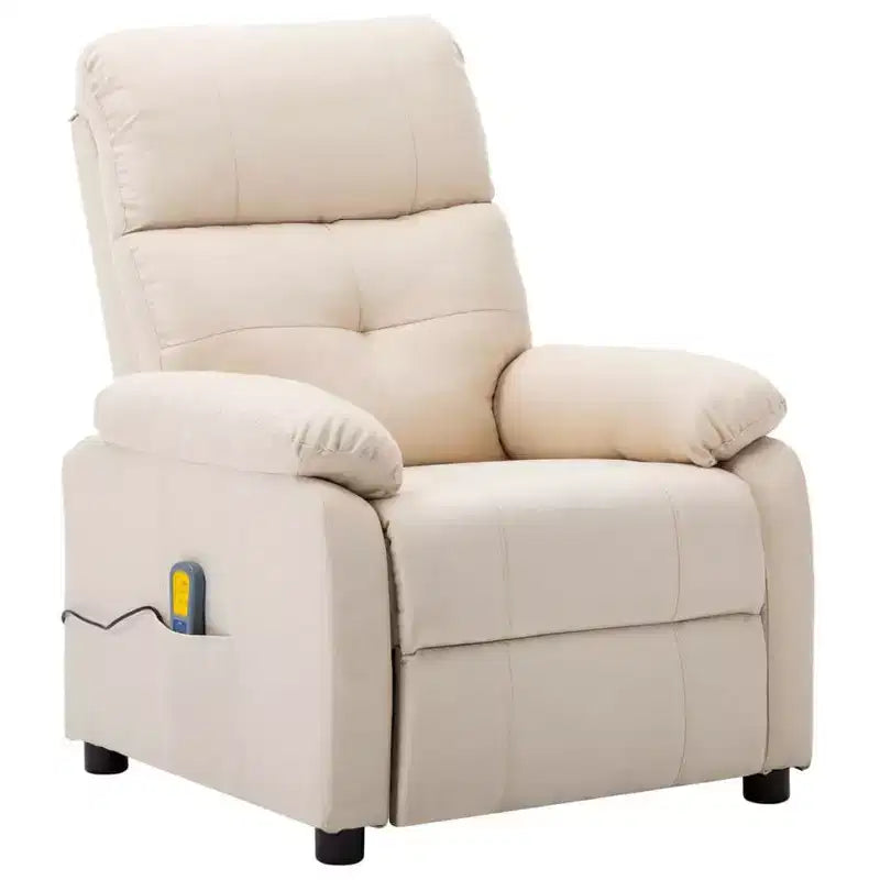Fauteuil inclinable de massage en tissu marron / crème / marron foncé, une place