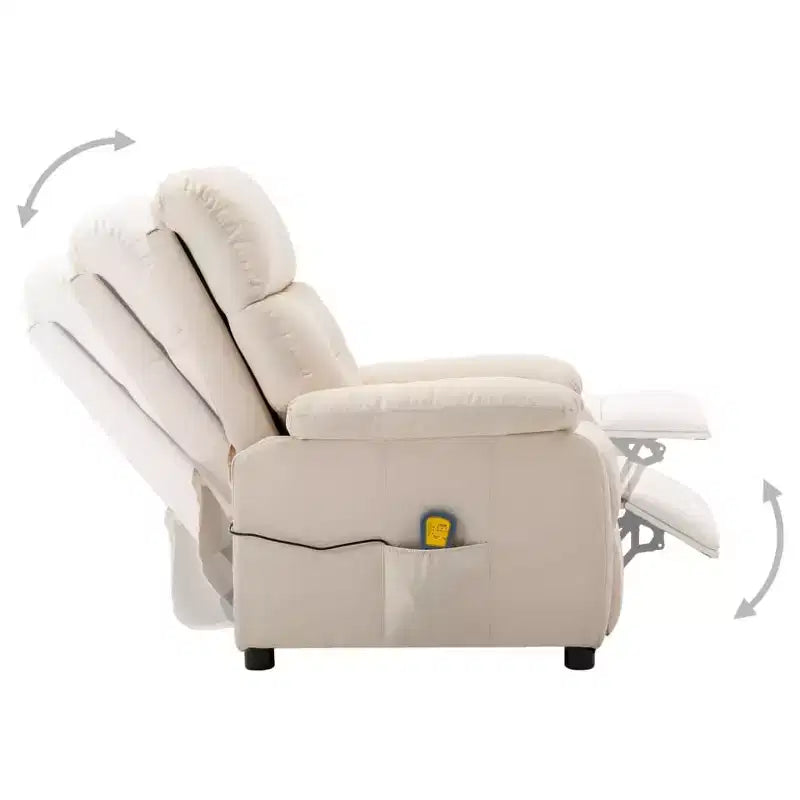 Fauteuil inclinable de massage en tissu marron / crème / marron foncé, une place