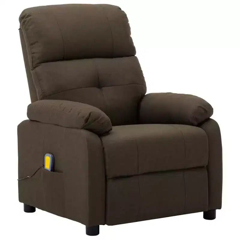 Fauteuil inclinable de massage en tissu marron / crème / marron foncé, une place
