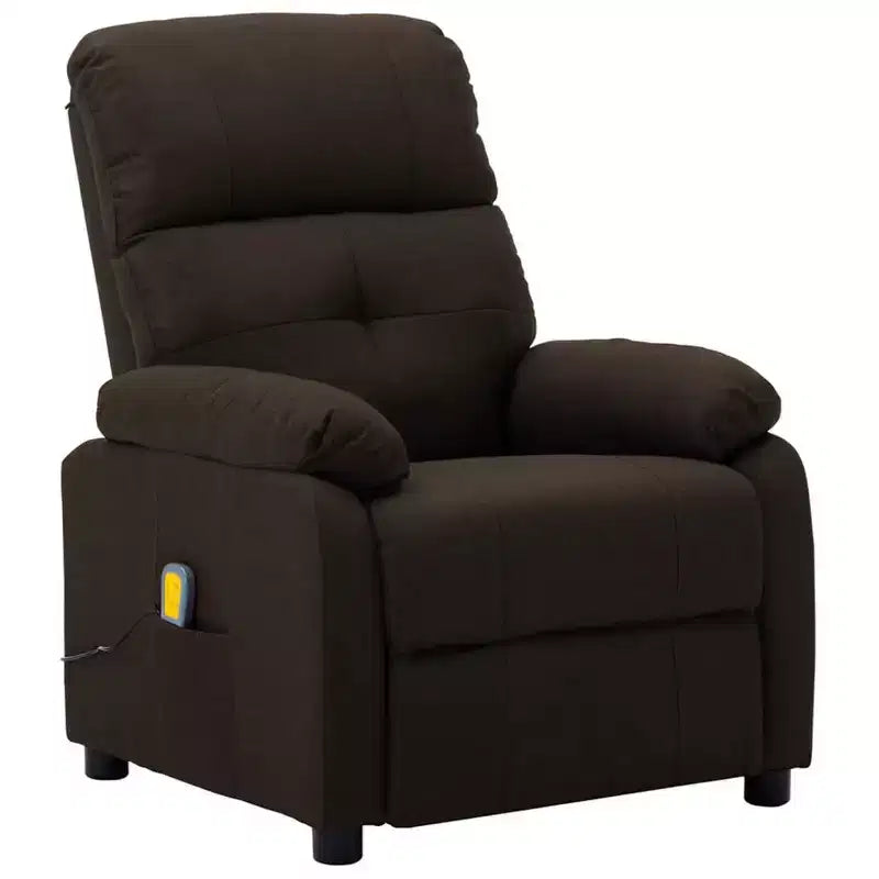 Fauteuil inclinable de massage en tissu marron / crème / marron foncé, une place