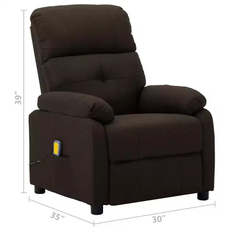 Fauteuil inclinable de massage en tissu marron / crème / marron foncé, une place