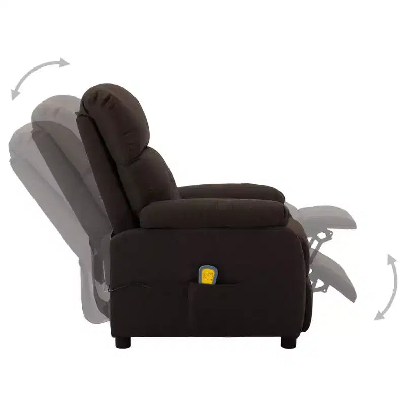 Fauteuil inclinable de massage en tissu marron / crème / marron foncé, une place