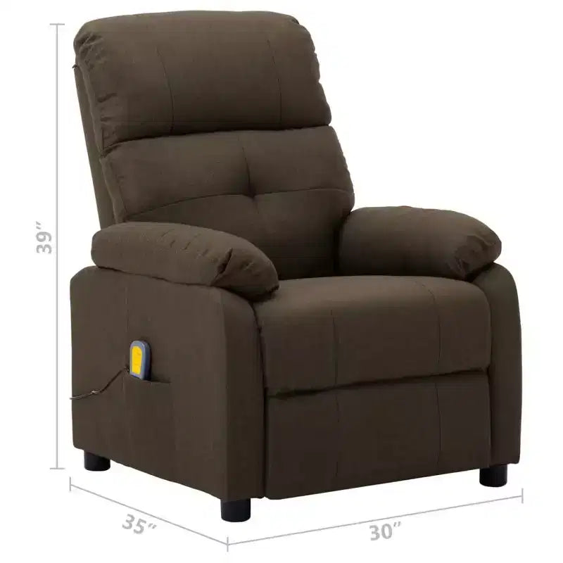 Fauteuil inclinable de massage en tissu marron / crème / marron foncé, une place