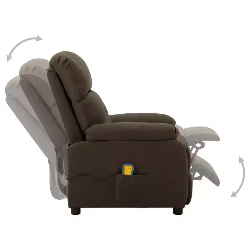 Fauteuil inclinable de massage en tissu marron / crème / marron foncé, une place