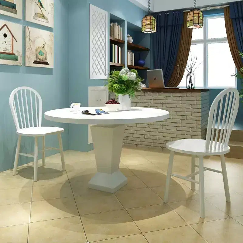 Chaise de salle à manger sans accoudoirs en bois d'hévéa blanc (lot de 2 ou 4)