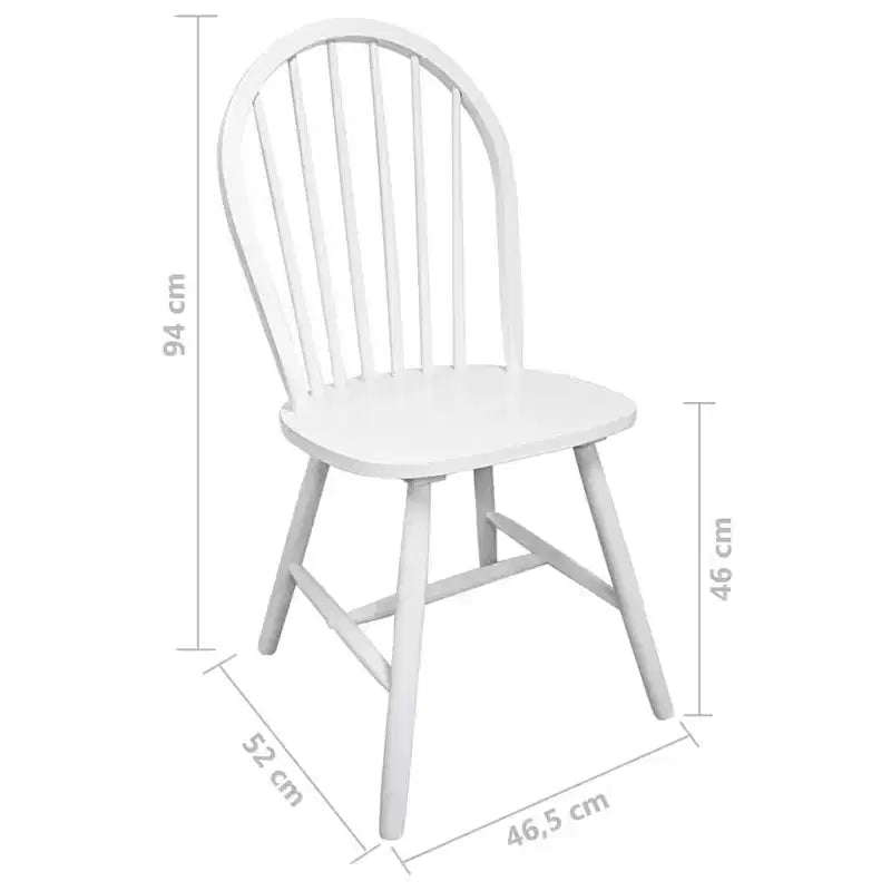 Chaise de salle à manger sans accoudoirs en bois d'hévéa blanc (lot de 2 ou 4)