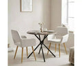 FurnitureR 3-Piece Dining Set with Round Table and 2 Upholstered Chairs, Small Kitchen Table Set for Apartment, Dining Room or Caf