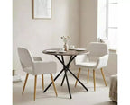 FurnitureR 3-Piece Dining Set with Round Table and 2 Upholstered Chairs, Small Kitchen Table Set for Apartment, Dining Room or Caf