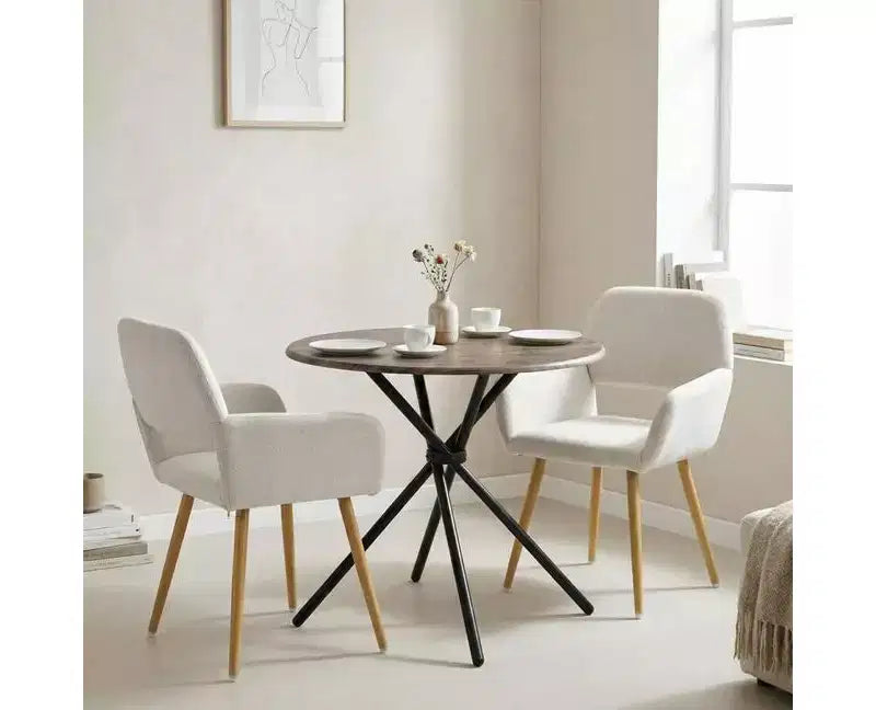 FurnitureR 3-Piece Dining Set with Round Table and 2 Upholstered Chairs, Small Kitchen Table Set for Apartment, Dining Room or Caf
