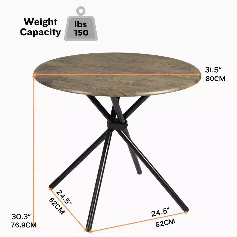 Ensemble de salle à manger rond 3 pièces beige pour 2 personnes, fauteuils rembourrés, cadre en métal