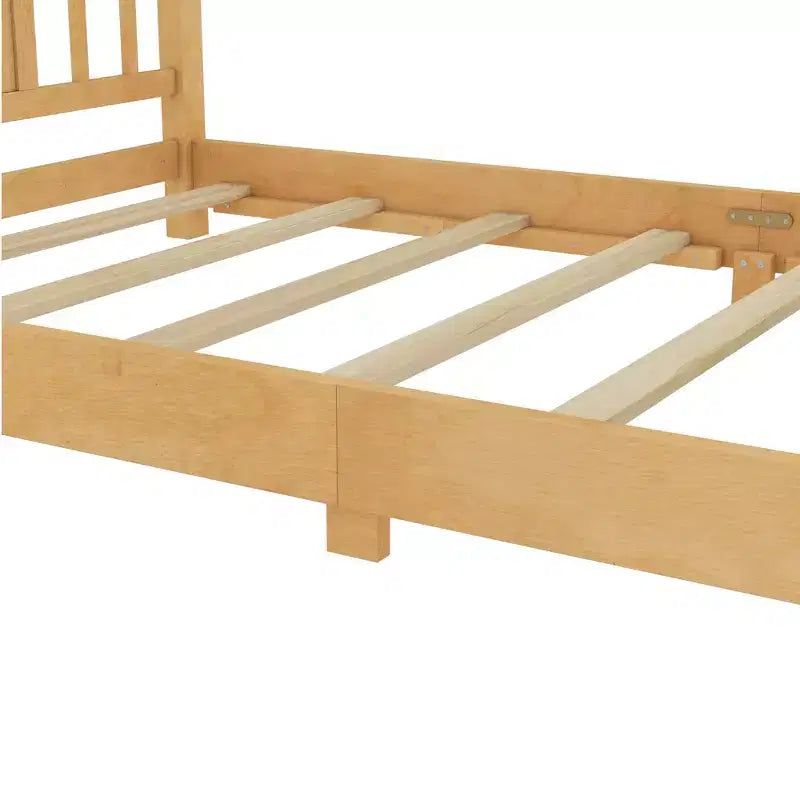 Lit jumeau plateforme naturel/blanc avec tête de lit, profil bas, 1 personne