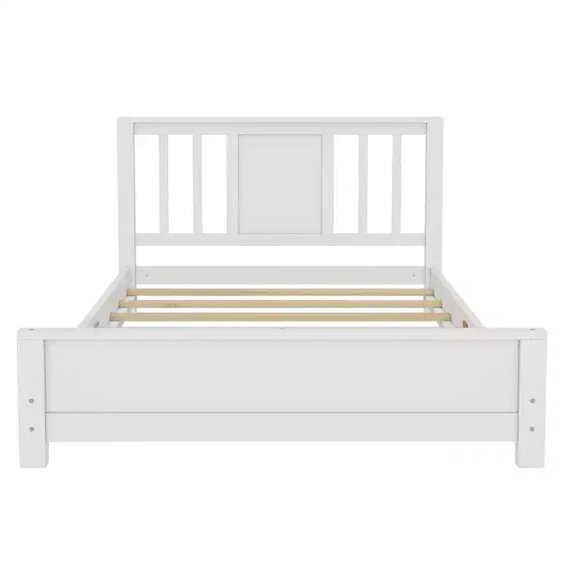 Lit jumeau plateforme naturel/blanc avec tête de lit, profil bas, 1 personne