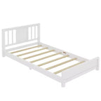 Lit jumeau plateforme naturel/blanc avec tête de lit, profil bas, 1 personne