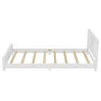 Lit jumeau plateforme naturel/blanc avec tête de lit, profil bas, 1 personne
