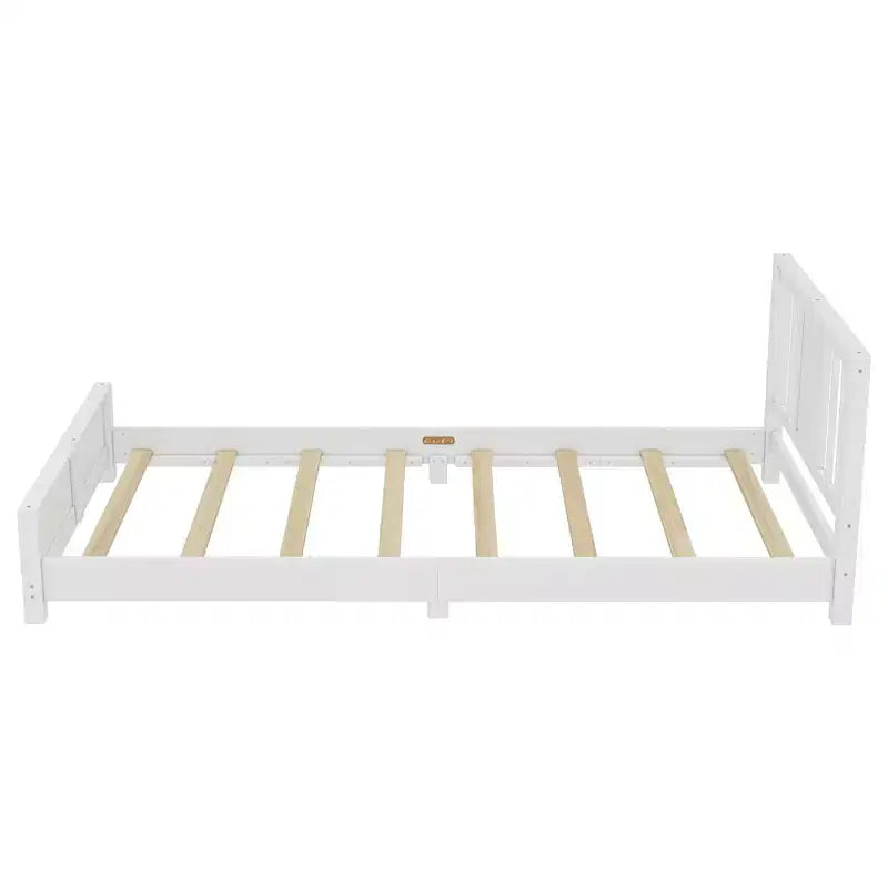 Lit jumeau plateforme naturel/blanc avec tête de lit, profil bas, 1 personne