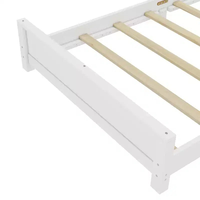 Lit jumeau plateforme naturel/blanc avec tête de lit, profil bas, 1 personne