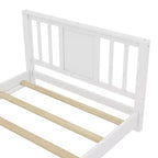 Lit jumeau plateforme naturel/blanc avec tête de lit, profil bas, 1 personne
