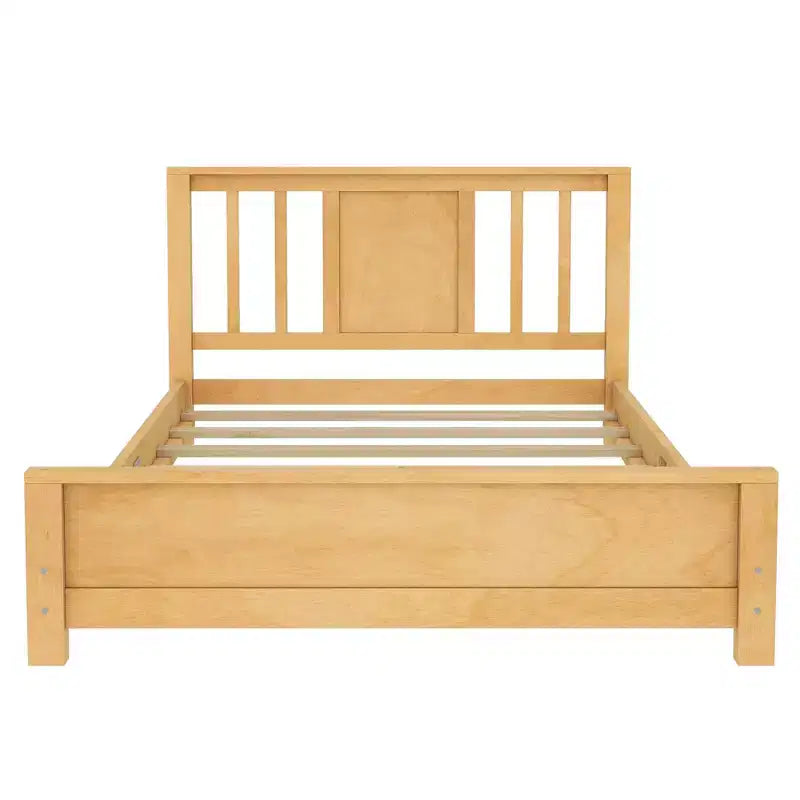 Lit jumeau plateforme naturel/blanc avec tête de lit, profil bas, 1 personne