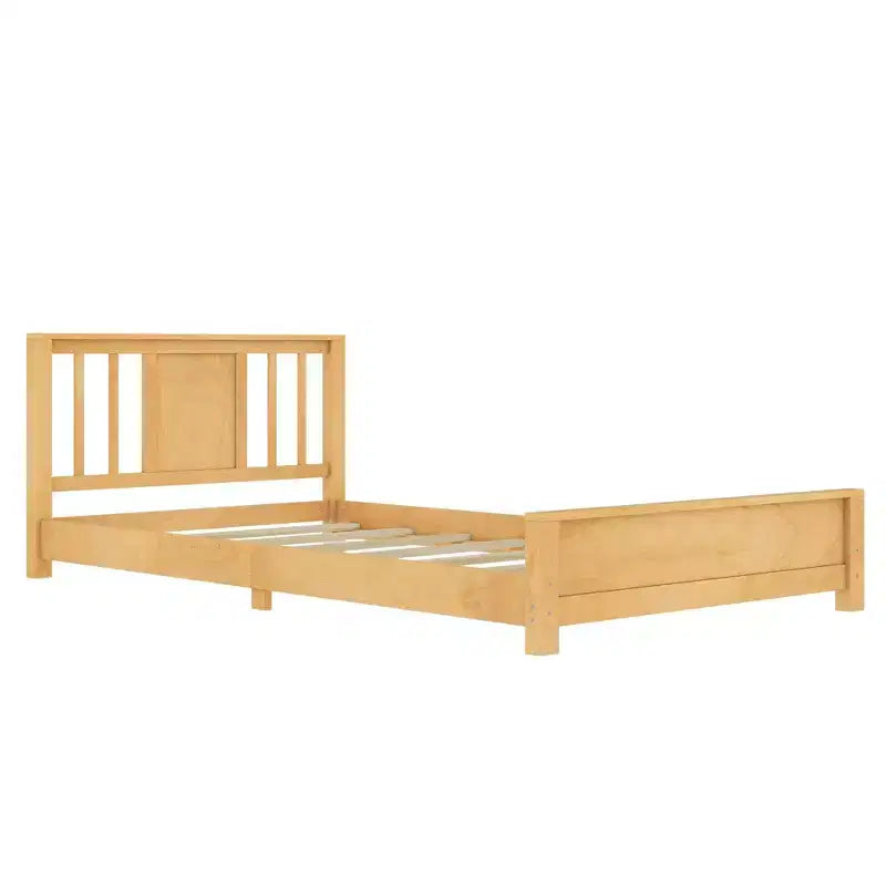 Lit jumeau plateforme naturel/blanc avec tête de lit, profil bas, 1 personne
