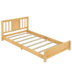 Lit jumeau plateforme naturel/blanc avec tête de lit, profil bas, 1 personne