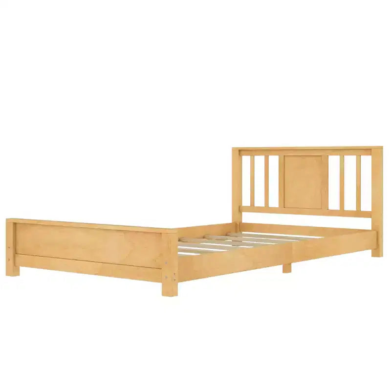 Lit jumeau plateforme naturel/blanc avec tête de lit, profil bas, 1 personne