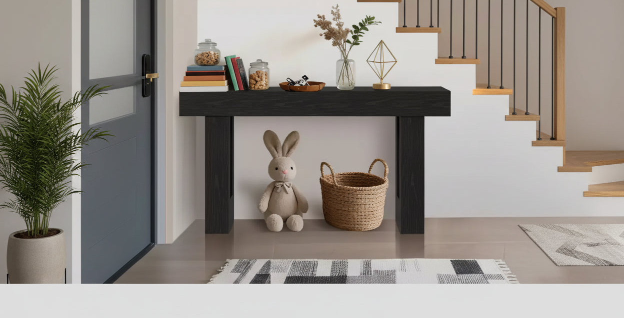 63-Inch Farmhouse Console Table - Narrow Wooden Sofa Side Table - Storage Shelf - Entryway, Hallway, Living Room, Behind Couch