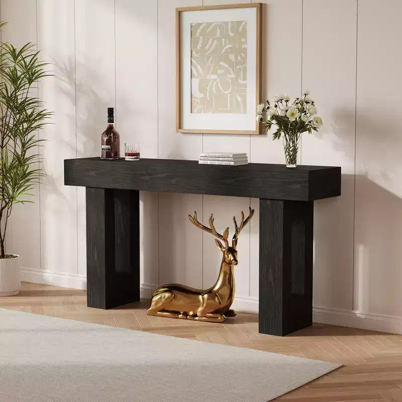 Console en bois noir, style rustique, assemblage par 1 personne, largeur jusqu'à 63 po