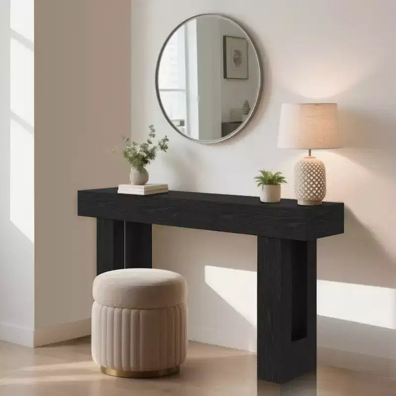 Console en bois noir, style rustique, assemblage par 1 personne, largeur jusqu'à 63 po