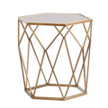 HomeRoots 19 Gold And Reflective Glass Hexagon Mirrored End Table