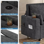 Canapé convertible 2 places 3-en-1 noir/gris