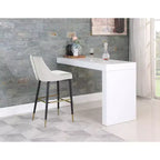 Tabouret de bar mi-hauteur sans accoudoirs en velours, lot de 2 (noir / crème / vert / gris / bleu marine / rose)