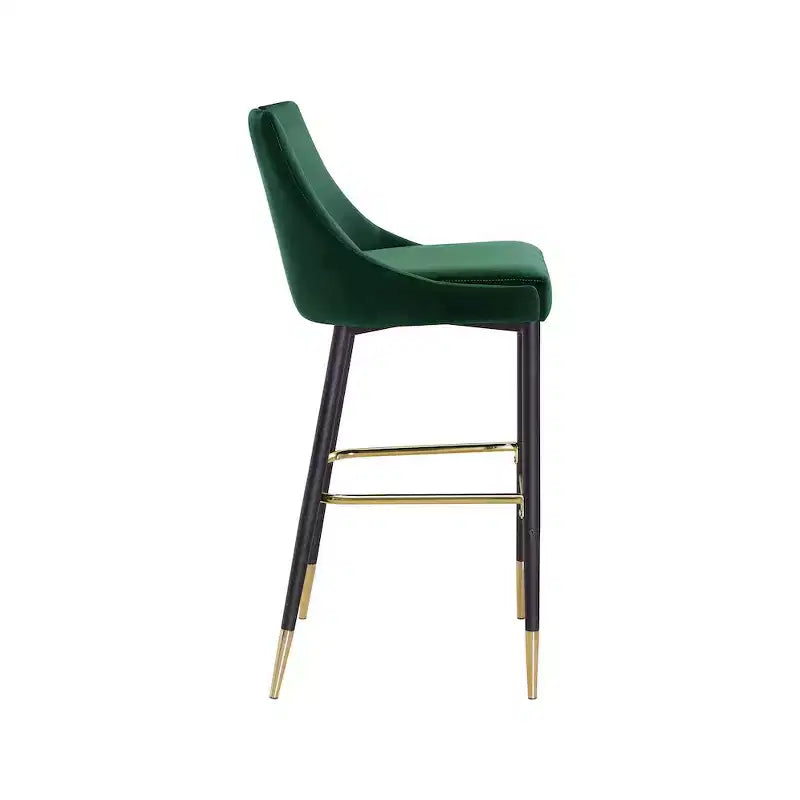 Tabouret de bar mi-hauteur sans accoudoirs en velours, lot de 2 (noir / crème / vert / gris / bleu marine / rose)